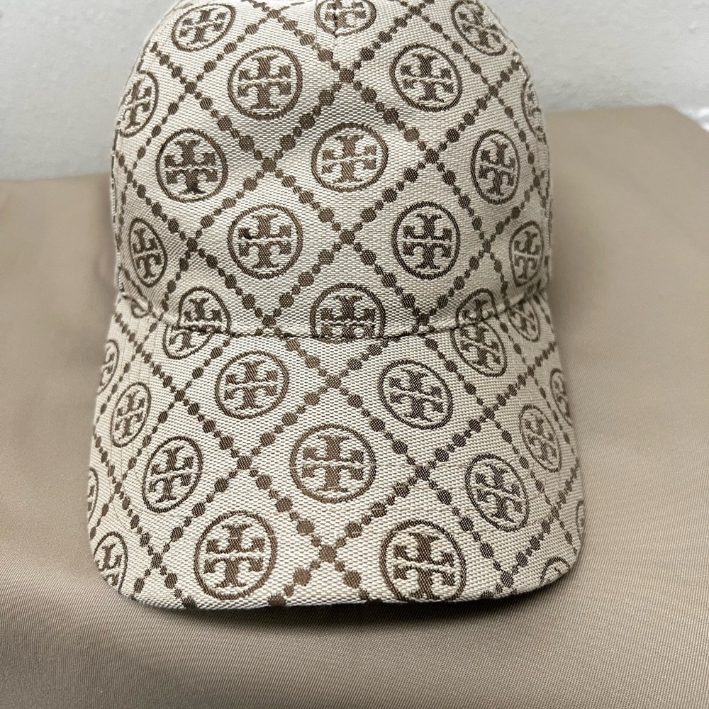 Tory Burch Beige and Olive Cap